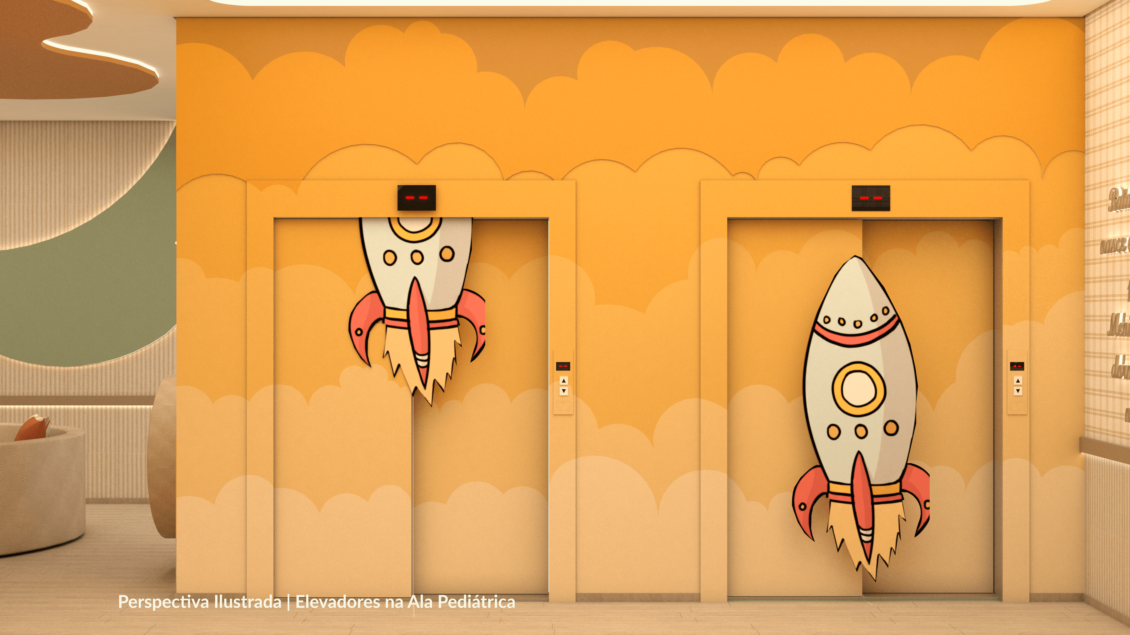 Elevadores da Ala Pediatrica Perspectiva Ilustrada 02