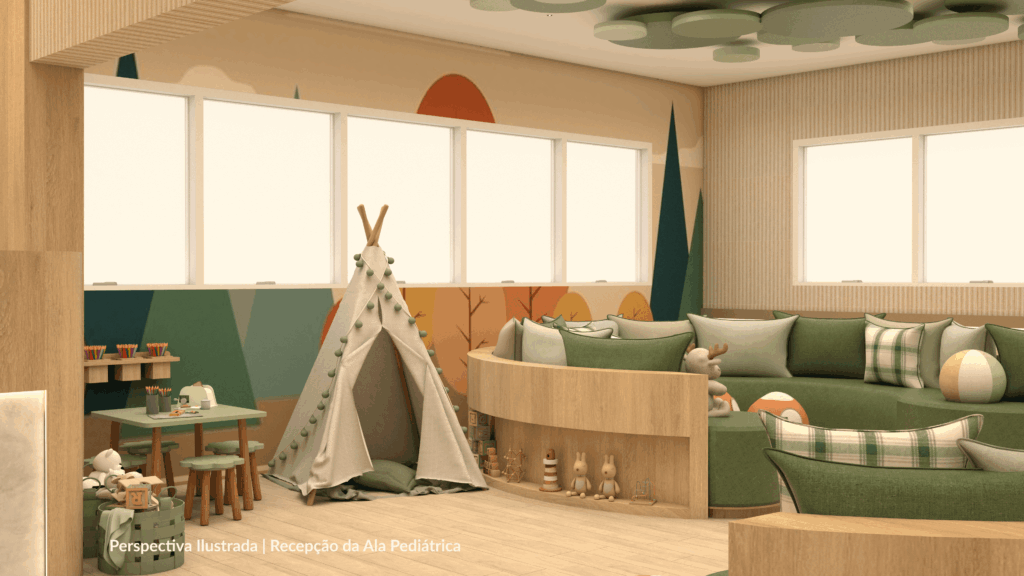 Recepcao da Ala Pediatrica Perspectiva Ilustrada 04